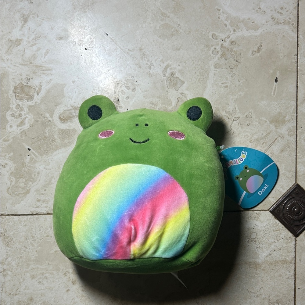 Squishmallows Green Frog with Rainbow Belly Doxl